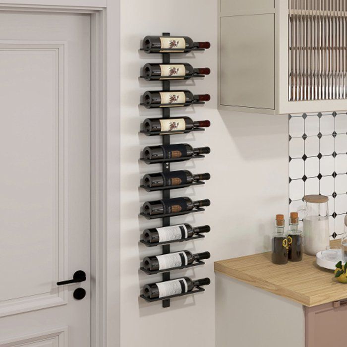 Botellero de pared (10 botellas) - Estante de almacenamiento de acero - Ideal para almacenar vino en cocinas y