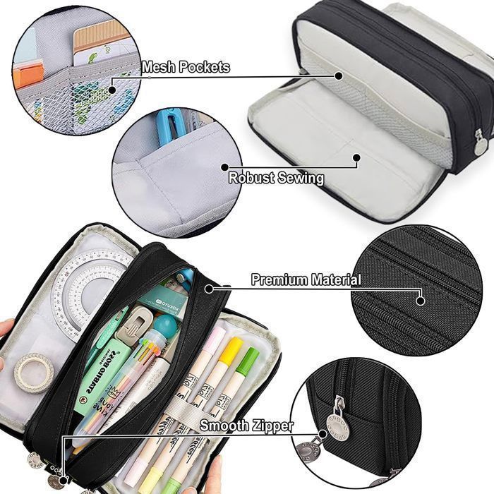 Trousse a Stylo, Trousse Scolaire, Trousse à Crayons Grande, Sac à Crayons école Trousses pour Collège Bureau étudiants Fille