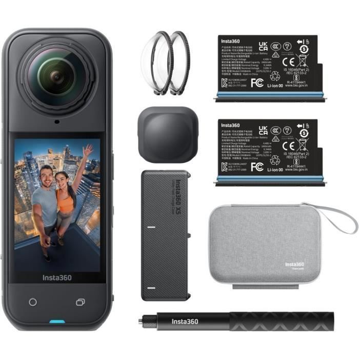 Insta360 X5 Bundle Edition - 360° Action Camera - 8K - WiFi and Bluetooth - FlowState - Waterproof - 185min Battery Life