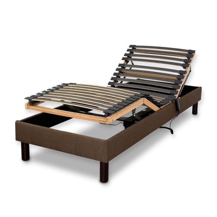 Base de cama eléctrica Essenzia Zen Relaxation marrón con listones de 80x200 mm.