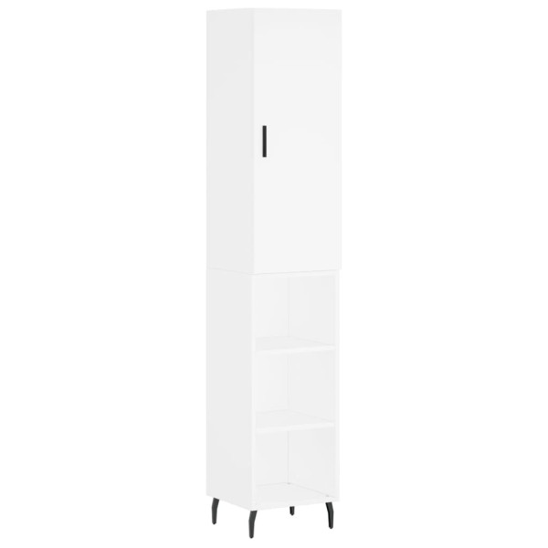 Szafka Komoda Regał Biała z Drzwiami 34.5x34x180 cm do Salonu Pokoju