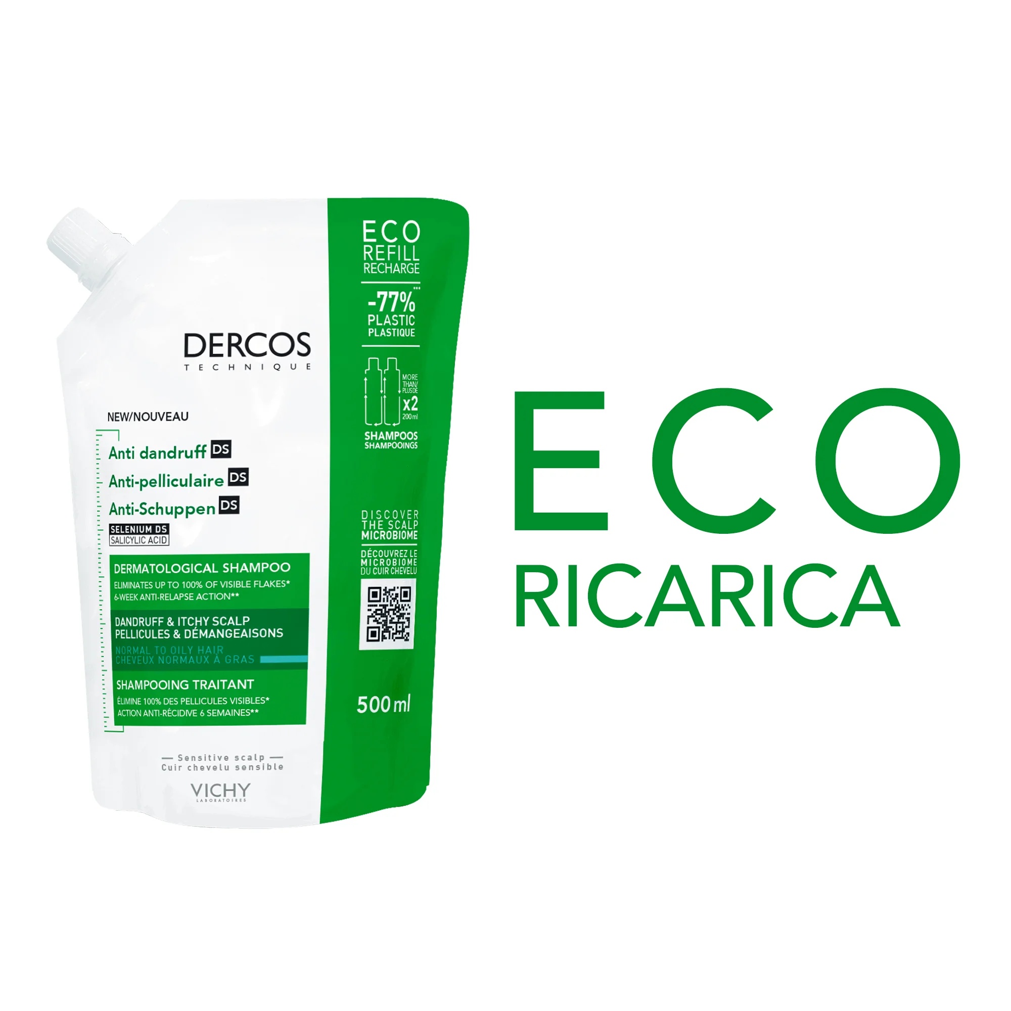 VICHY Vichy Dercos Eco anti-roosshampoo 500 ml navulling