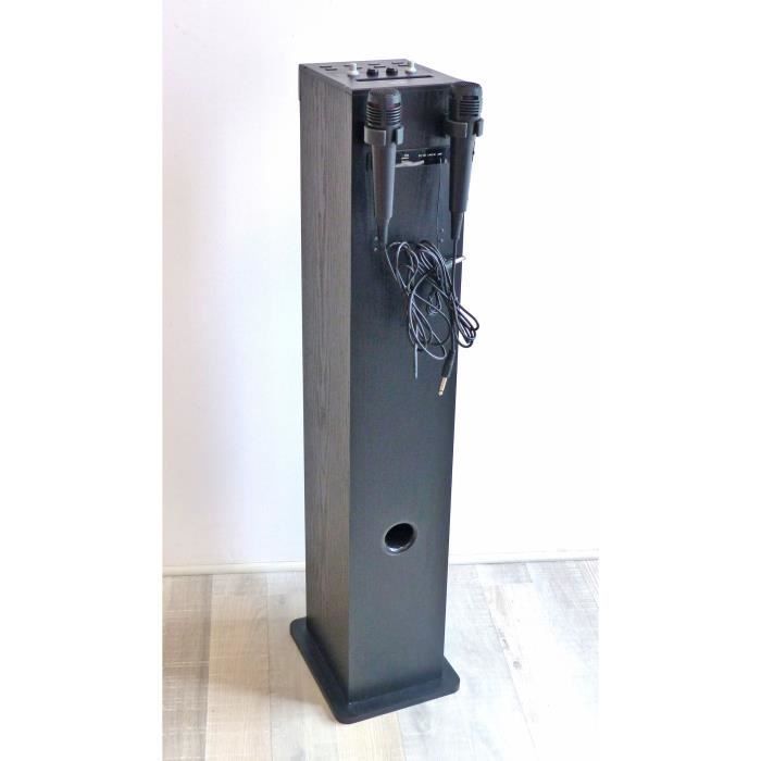 Inovalley HP49CD - Altoparlante a torre Bluetooth - Lettore CD e funzione karaoke - 100W - Radio FM - Porta USB - Ingresso Aux-in - Nero