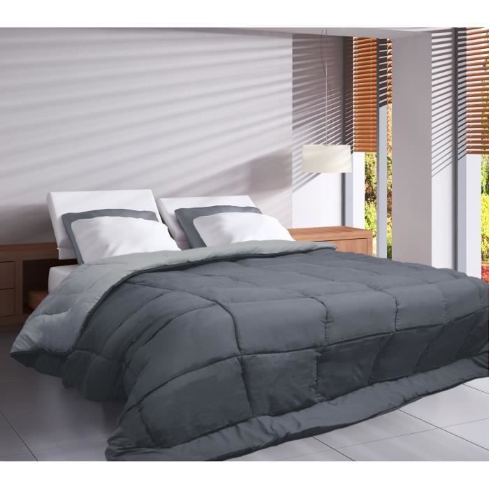 CALGARY – Warme Mikrofaser-Bettdecke 400 g/m² – Grau & Silber – 240 x 260 cm