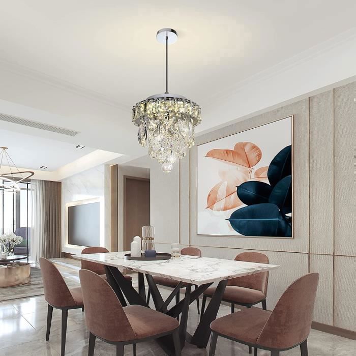 Lampadario mini in cristallo Ganeed, lampadario a incasso a LED dimmerabile con telecomando per corridoio (18W/3000-6500K, cromato)
