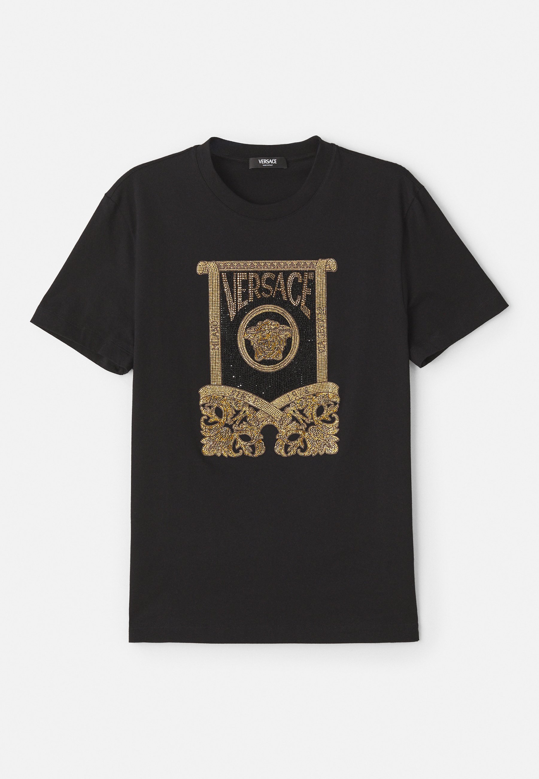 Versace ARCHITECTURAL BAROCCO SCROLL CREST AND HOTFIX - Print T-shirt - zwart