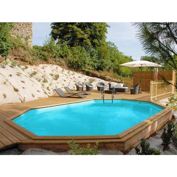 Piscina de madera Vermela 6,72 x 4,72 x 1,46 m - Gris