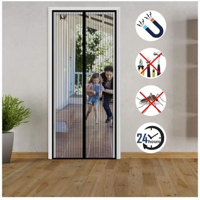 Mosquitera magnética para puerta, cortina antimosquitos, cierre automático, kit de instalación, tira adhesiva 90x210cm