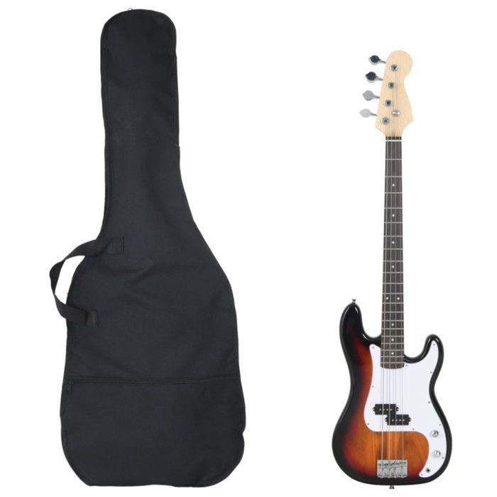 Bajo eléctrico para principiantes, funda marrón y blanca, talla 4.46.