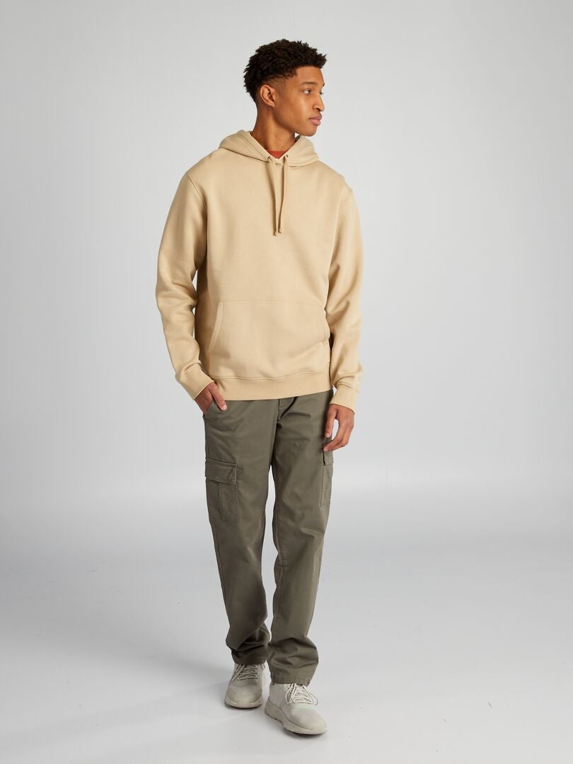 Fleece hoodie voor personen langer dan 190 cm - Beige