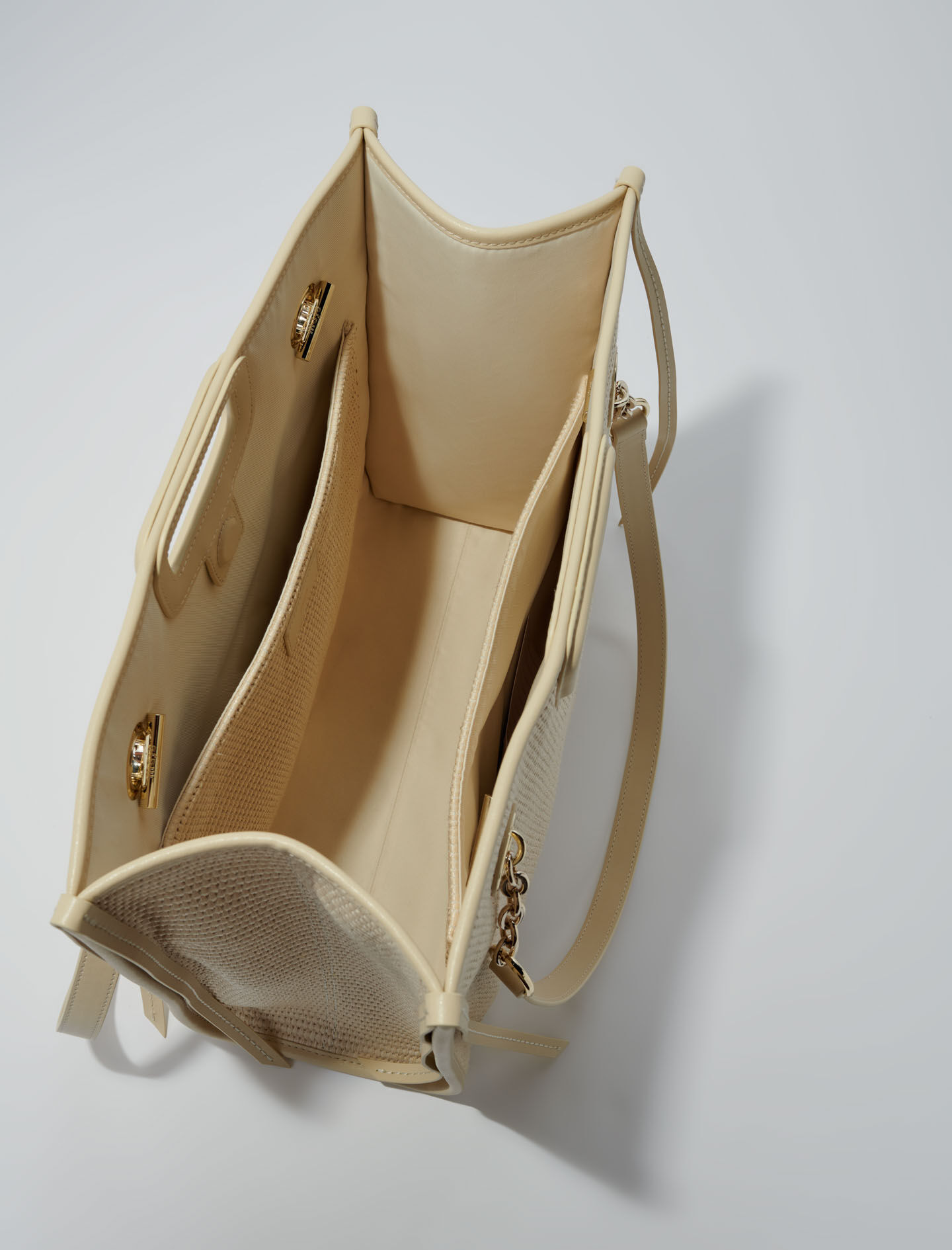 Raffia-efektinen kangaskassi - Beige