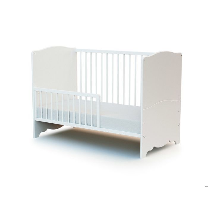 AT4 - Barrière de lit bébé en bois SEREN - 120 x 32 x 4 cm  Blanc -