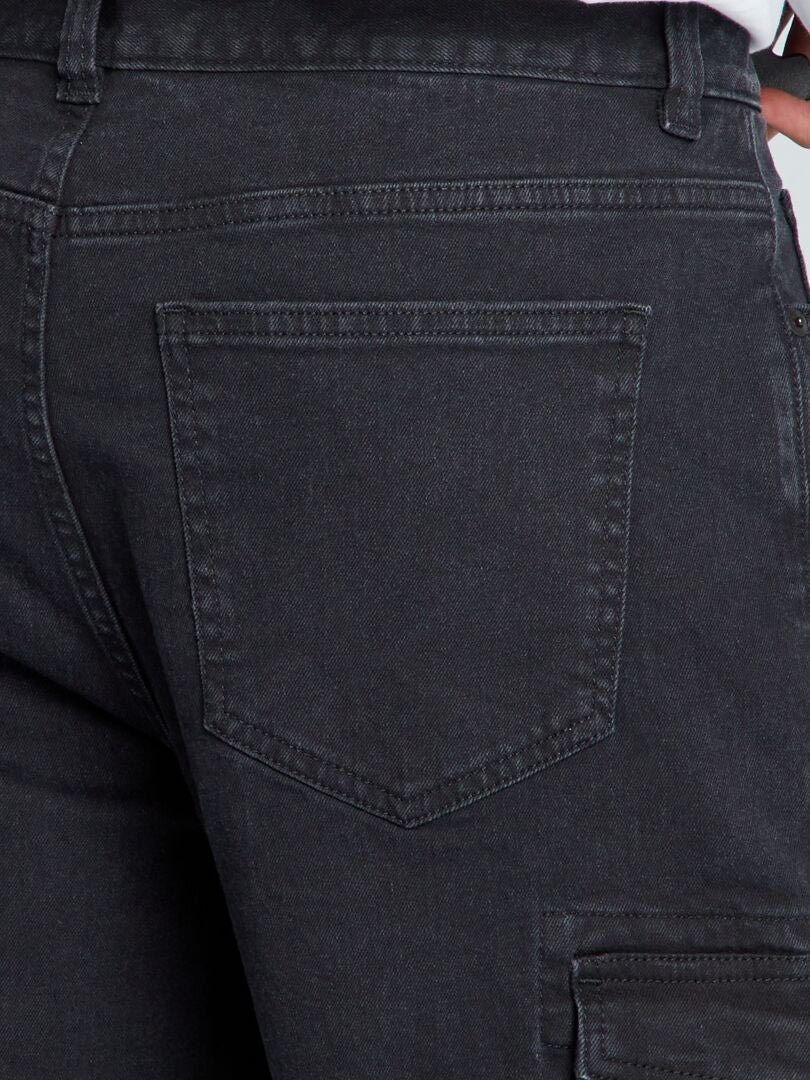 Spodnie jeansowe Slim Fit Multi-Pocket - 36L - CZARNE