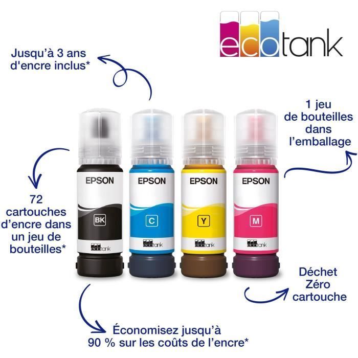 Impressora multifuncional A4 - EPSON - EcoTank ET-2860 - Wi-Fi - Equipada com tanques de tinta