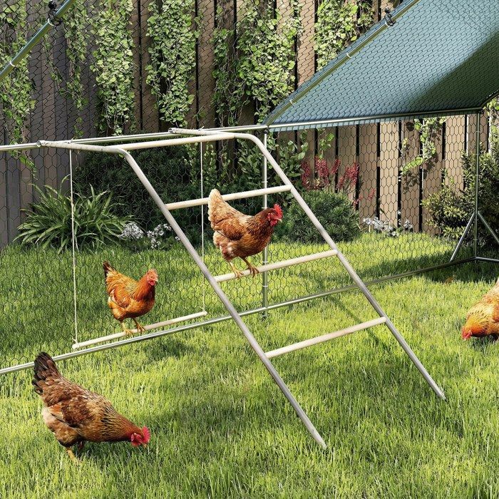 Perchoir pour poules - PawHut - 5 niveaux - échelle balançoire - en bois de pin et acier - 82 x 150 x 110 cm - argent