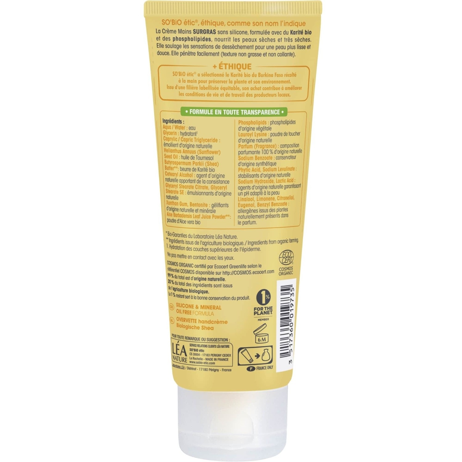 SO BiO étic Crème mains surgras, nourrit, Karité bio