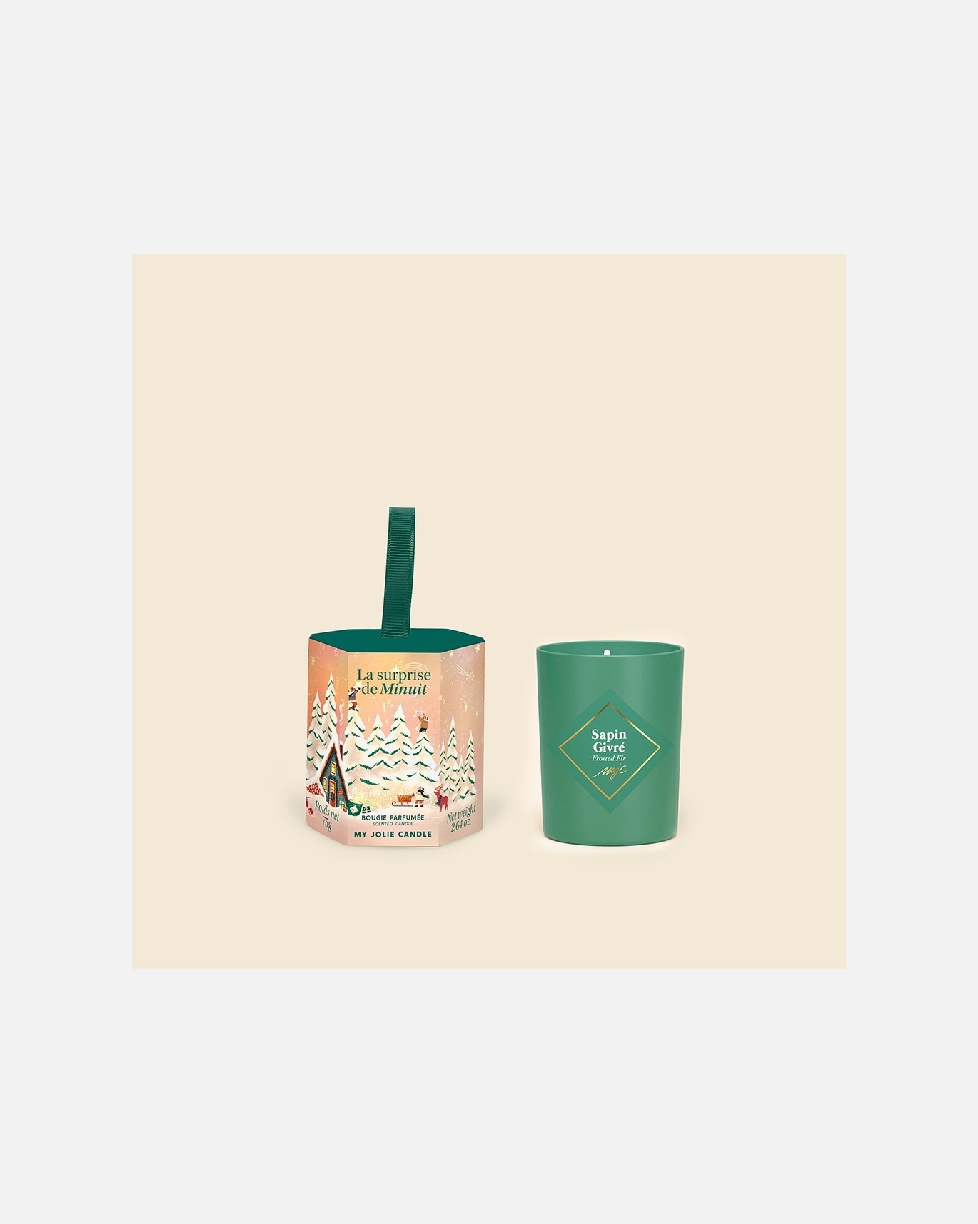 MY JOLIE CANDLE Mini Bougie à suspendre La surprise de minuit parfum Sapin givré