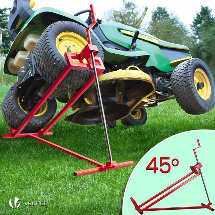 Gato elevador para tractor cortacésped VOUNOT® de 400 kg máx. - telescópico de 78 a 98 cm de largo - altura de hasta 60 cm - rojo