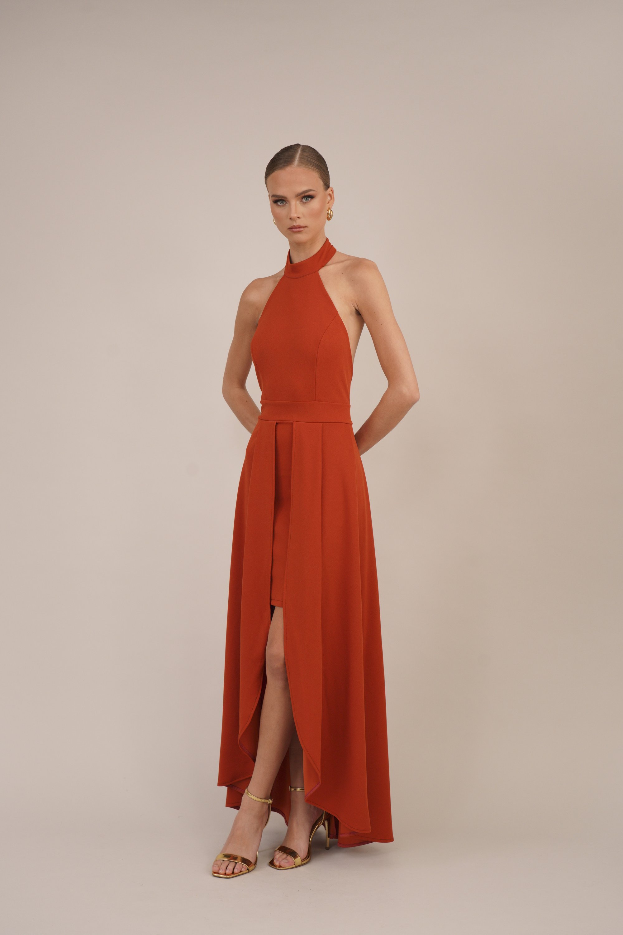 WAL G. YANNY HALTERNAK BODYCON - Feestkleding - terracotta