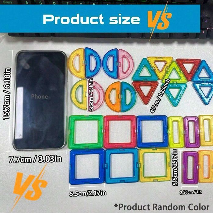 Set di costruzioni magnetiche – Giocattolo educativo per bambini – 56 pezzi magnetici colorati – STEM e creatività
