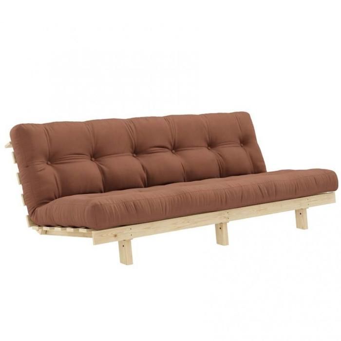 Banquette convertible futon LEAN bois de pin coloris brun argile 130x200 cm