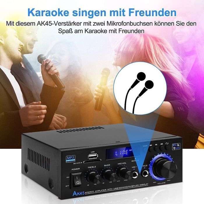 Digitale hifi-stereoversterker met Bluetooth, FM en USB. Geïntegreerde versterker. Label