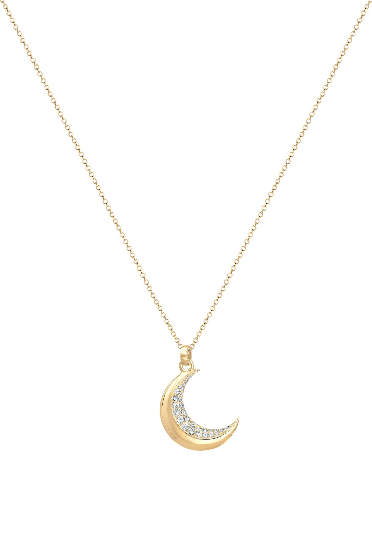 Elli Femmes demi-lune Astro avec cristaux en argent sterling 925 plaqué or