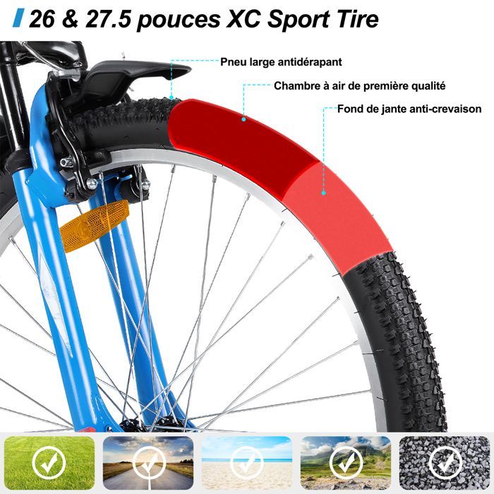 Hiland 26 inch mountainbike, 18 versnellingen, unisex/volwassenen, frame van koolstofstaal, voor stads- en recreatief gebruik, V-remmen, grijs