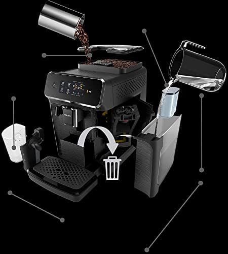Máquina de café expresso totalmente automática Philips Série 2200 - Espumador de leite LatteGo, 3 variedades de café, visor tátil intuitivo, preta (EP2230/14)