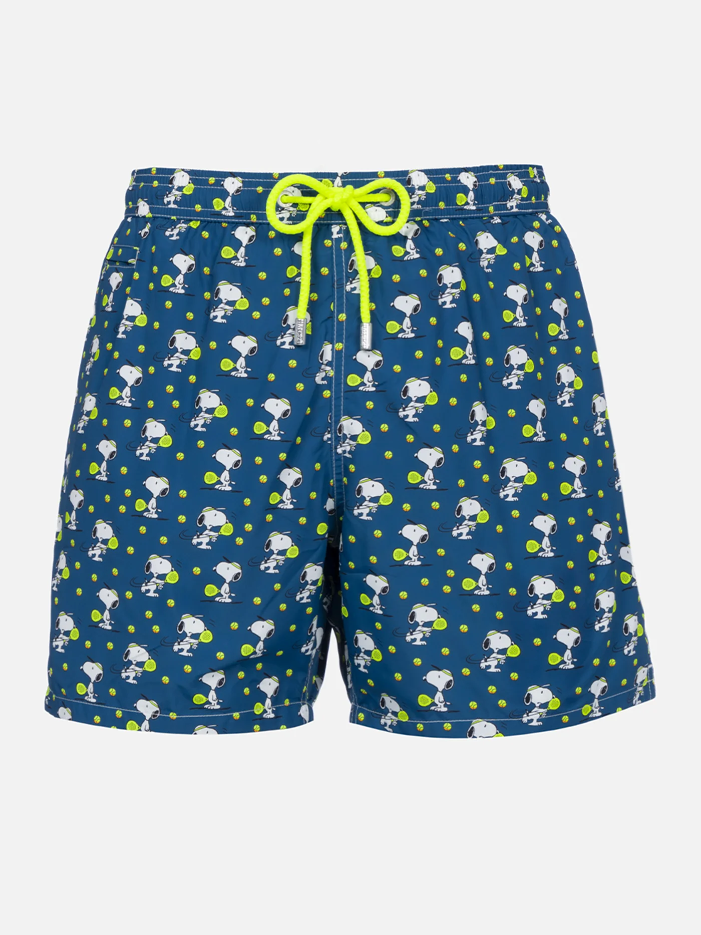 Man Lighting Mid-Length Swim Shorts with Snoopy Padel Print | Quick-Drying, Sustainable Swimwear | MC2 Saint Barth | SNOOPY PEANUTS™ SPECIAL EDITION