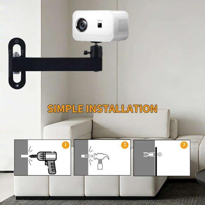 Muurbeugel voor videoprojector - ZOKKO - 360° verstelbaar - Kantelen +/- 180° - Draaien +/- 180°