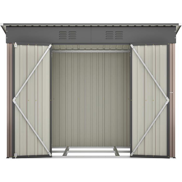Garden shed - HOME AND GARDEN - Metal - Lockable - 242 x 126 x 182 cm - Brown