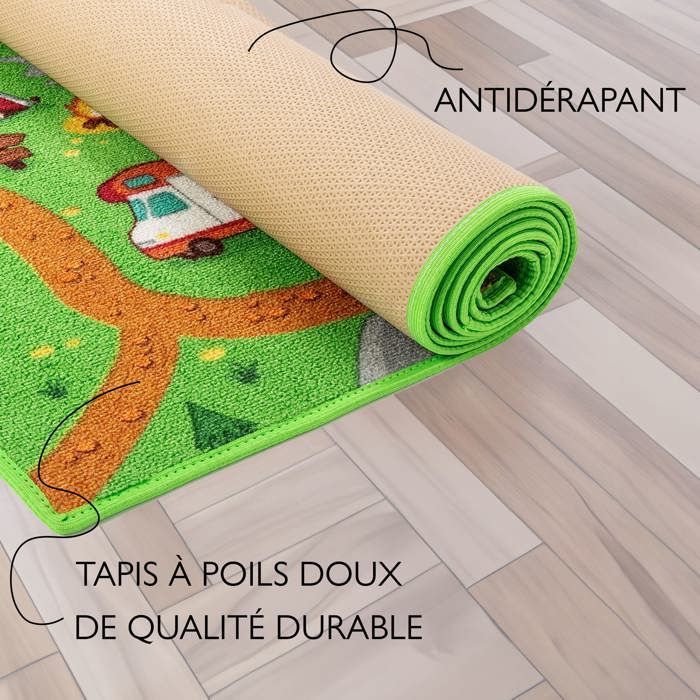 Tapis de Jeu Enfant 95x200cm, Hiking - Tapis Circuit Voiture - Lavable - Antidérapant - Carpet Studio