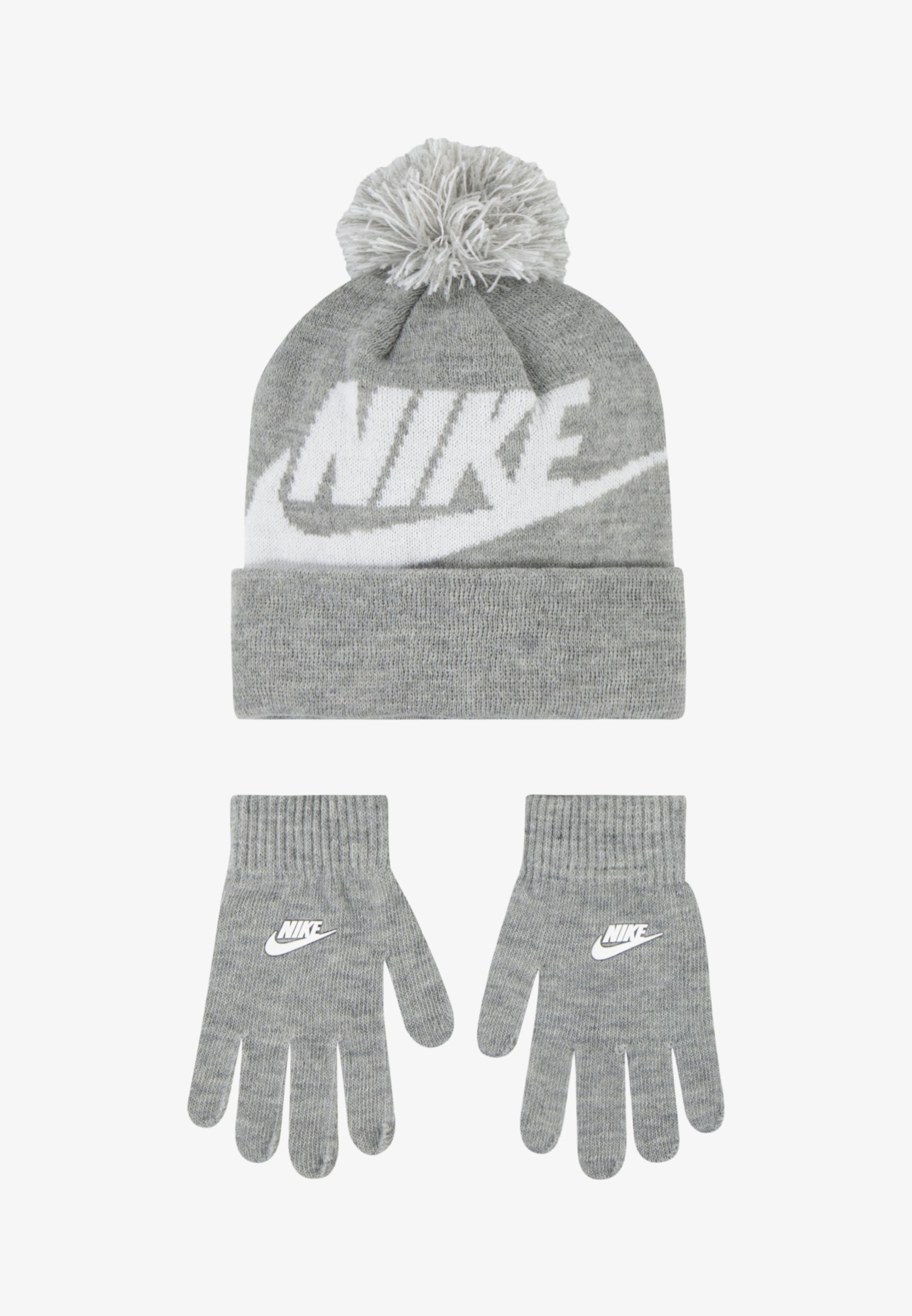 Ensemble de gants et bonnets Nike Sportswear à pompons - Gris chiné
