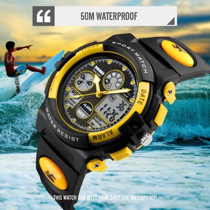 Orologi per bambini e bambine, impermeabili, di marca sportiva, con cinturino digitale, ideali come regalo - Giallo