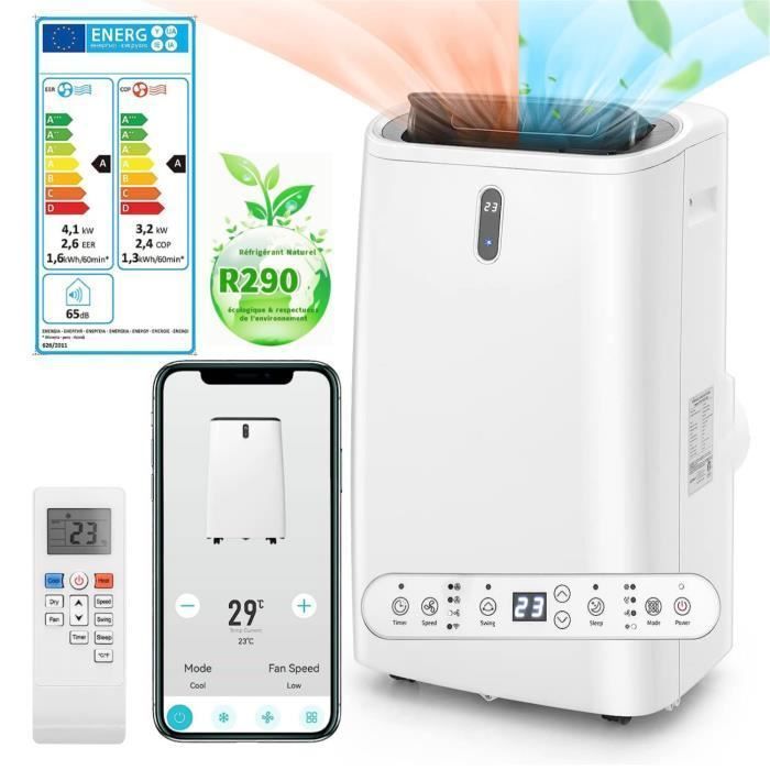 RELAX4LIFE 14000 BTU Stille Draagbare Airconditioner - Slimme App-bediening - Luchtkoeler voor 40m² - Energieklasse A