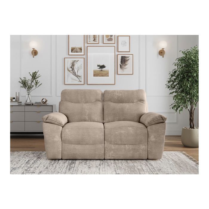 Canapé de relaxation manuel ROSS 2 places en velours côtelé - Taupe - L160 x P100 x H102cm - LOUNGITUDE