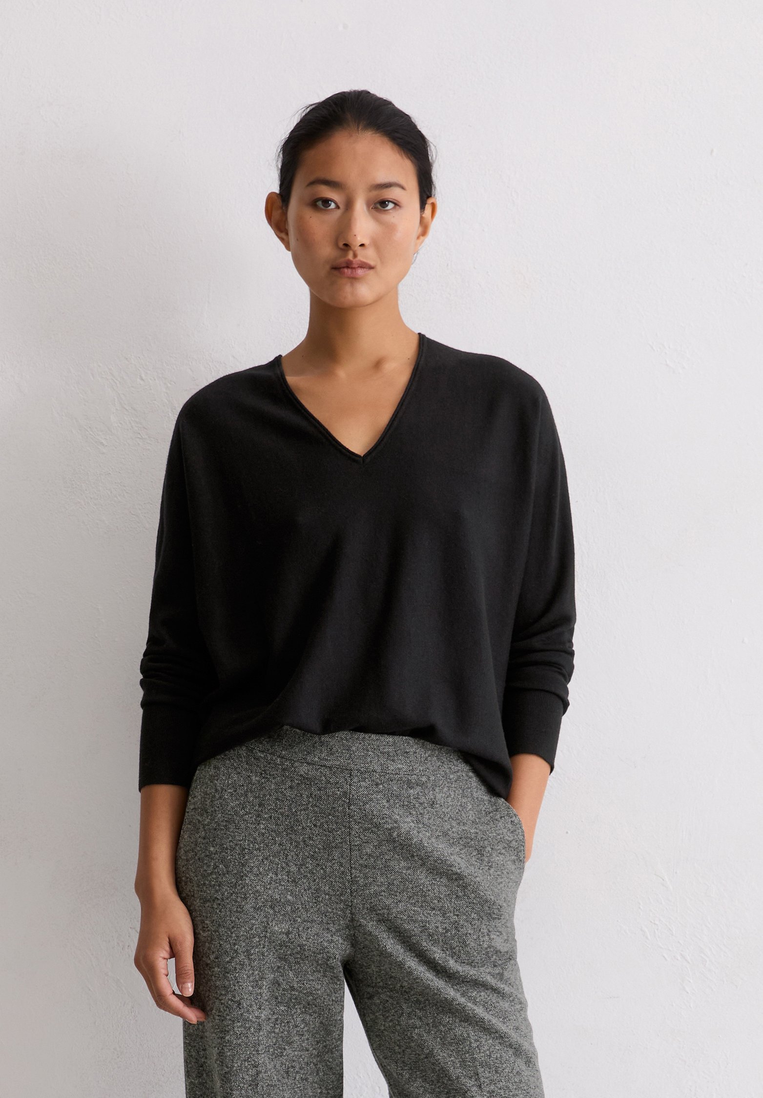Marc O'Polo LONGSLEEVE V-NECK - Gilet - black