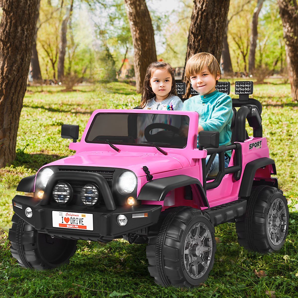Sähköinen Jeep 2-paikkainen, 3 vaihdetta, pinkki