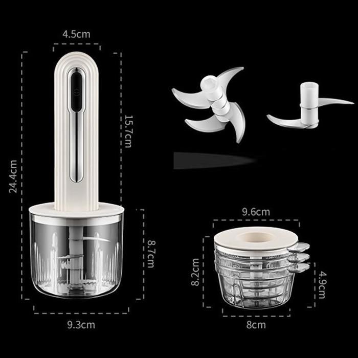 Processador multifuncional de alimentos para bebês - ULISEM - Sem fio - Picador elétrico - Tigela de vidro - Branco - Ideal para purês