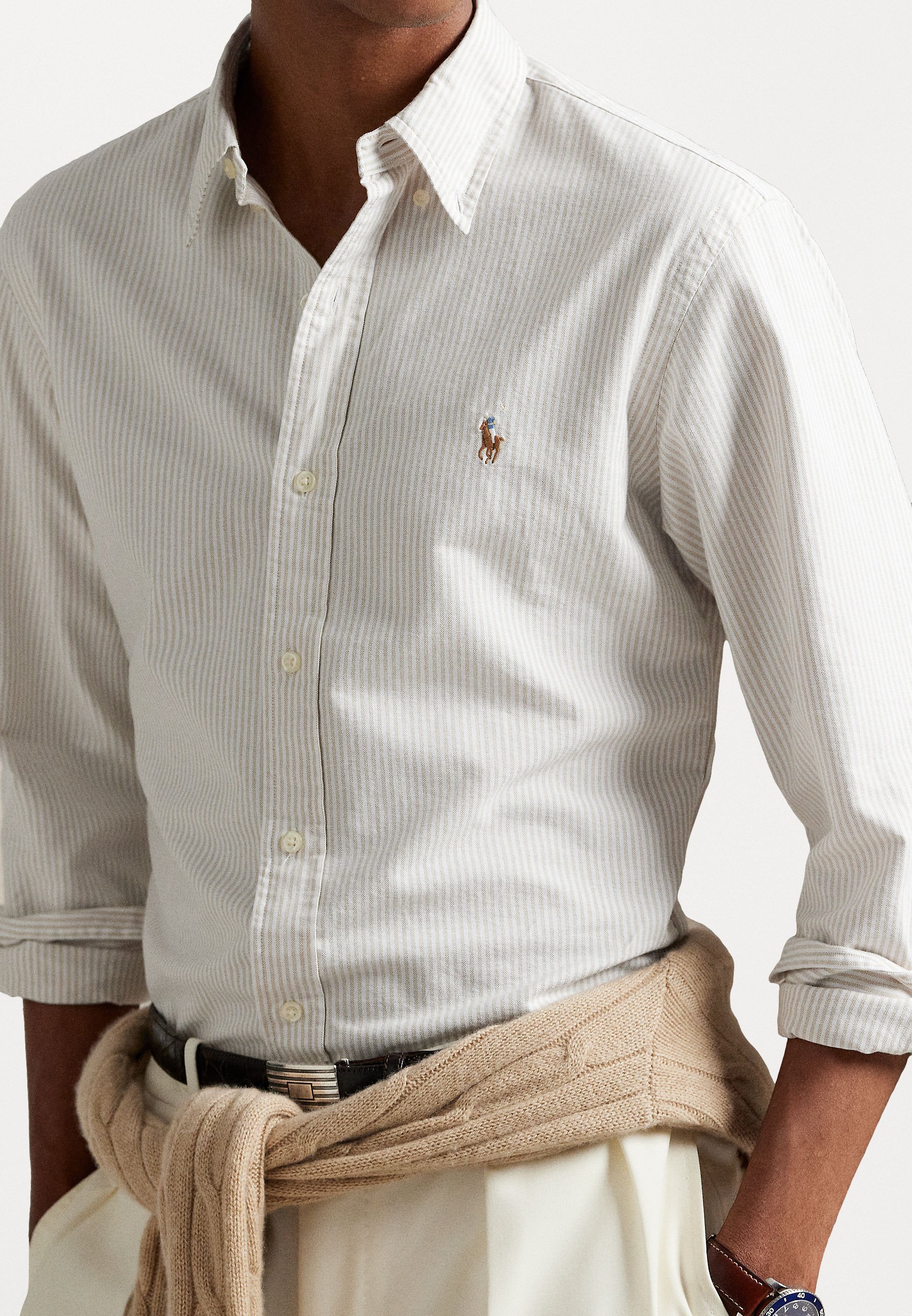 Polo Ralph Lauren Langarm-Sporthemd – Hemd – Küstenbeige/Weiß