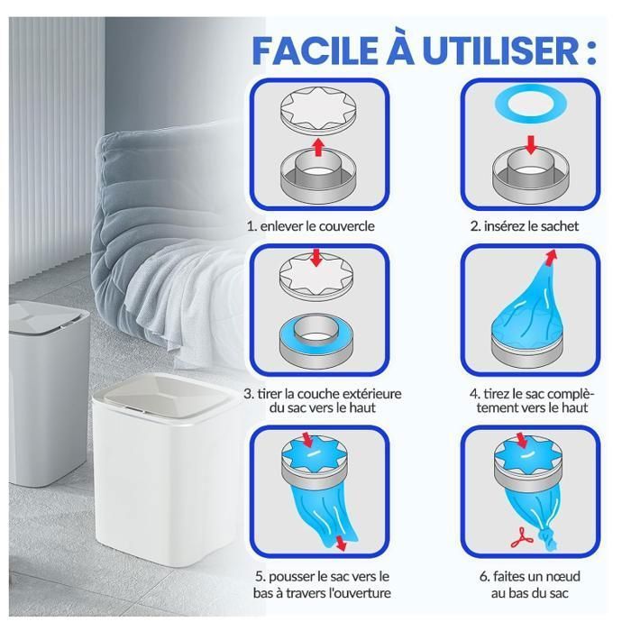 Paquete de 12 recambios para contenedor de pañales, bolsas y recambios para contenedor de pañales a prueba de olores de gran capacidad, R DIAPER BIN REFILL