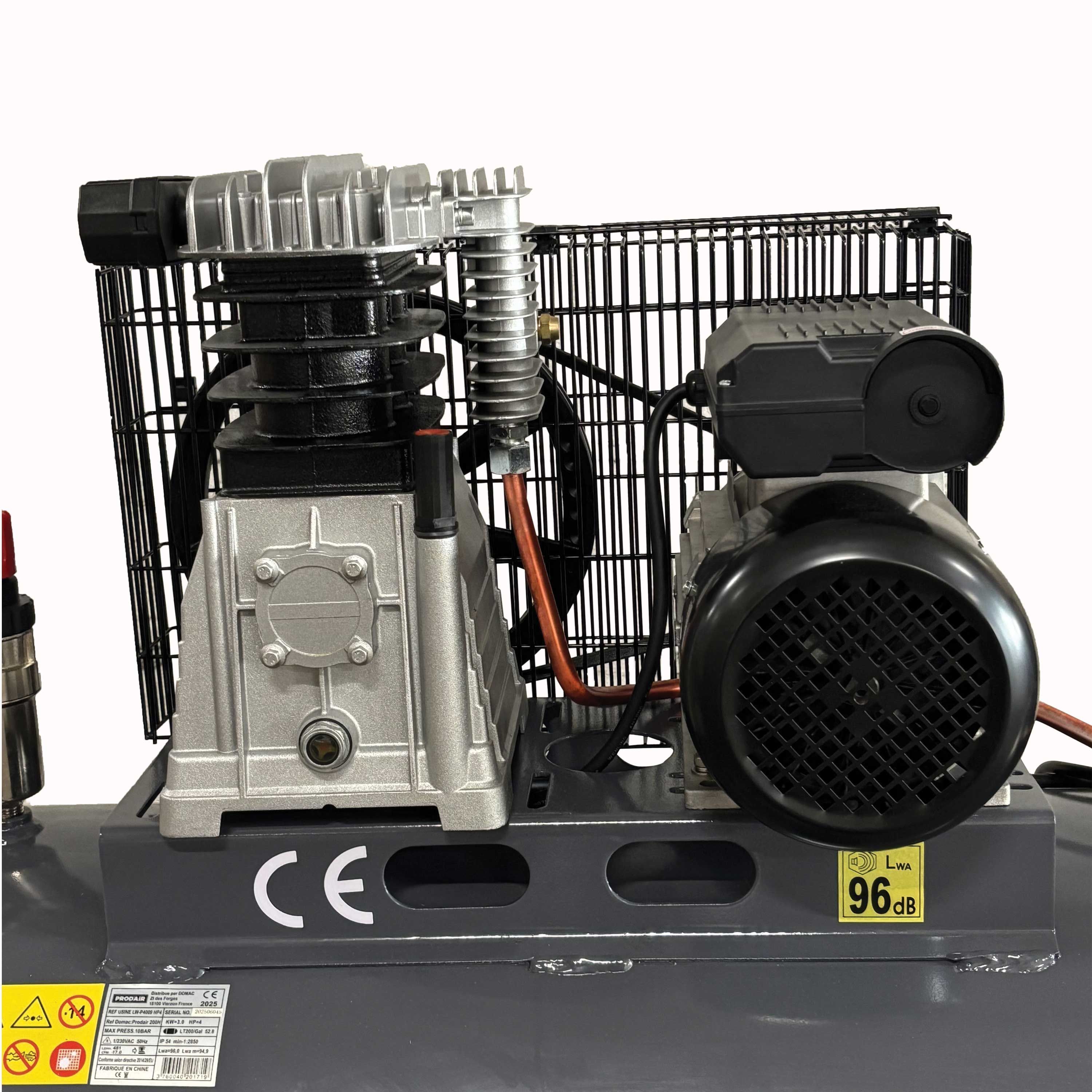 Compressore d'aria orizzontale Domac LD200 - 200L - 2200W - 10 bar - 4 HP
