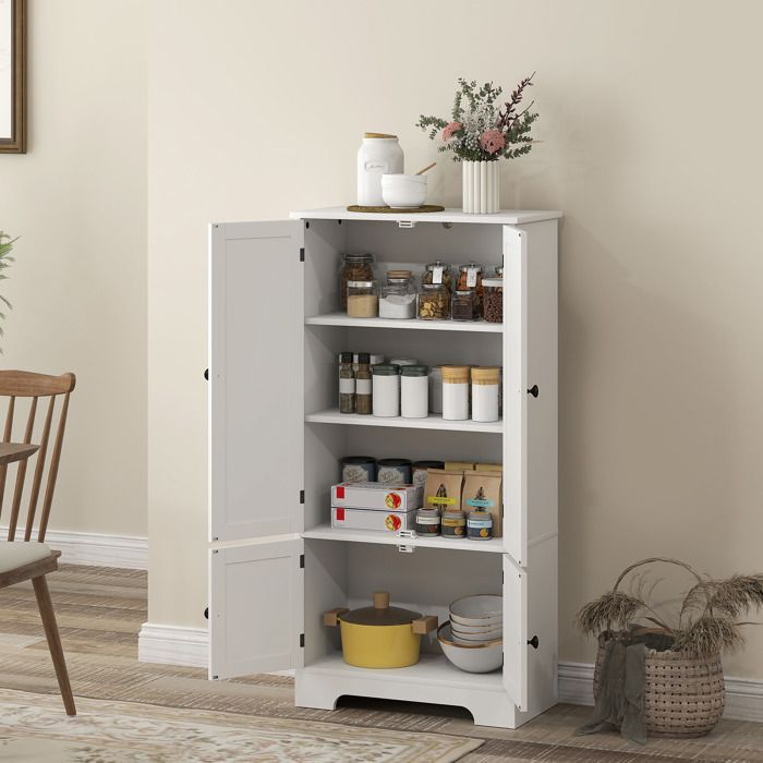 Armoire de cuisine - HOMCOM - placards et étagères réglables - 58,2 x 30 x 123 cm - blanc