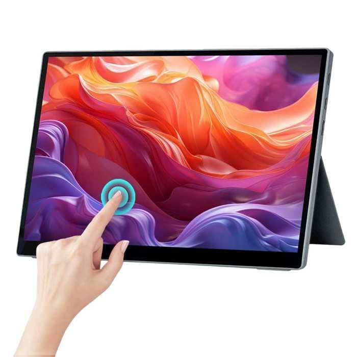 Draagbare monitor, 16:10, 10,5 inch HD IPS touchscreen, 1920x1200 resolutie, gehard glas, compatibel met meerdere apparaten, zwart