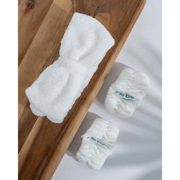 Set composto da fascia per capelli e braccialetto lavamani So Eco per il trucco.