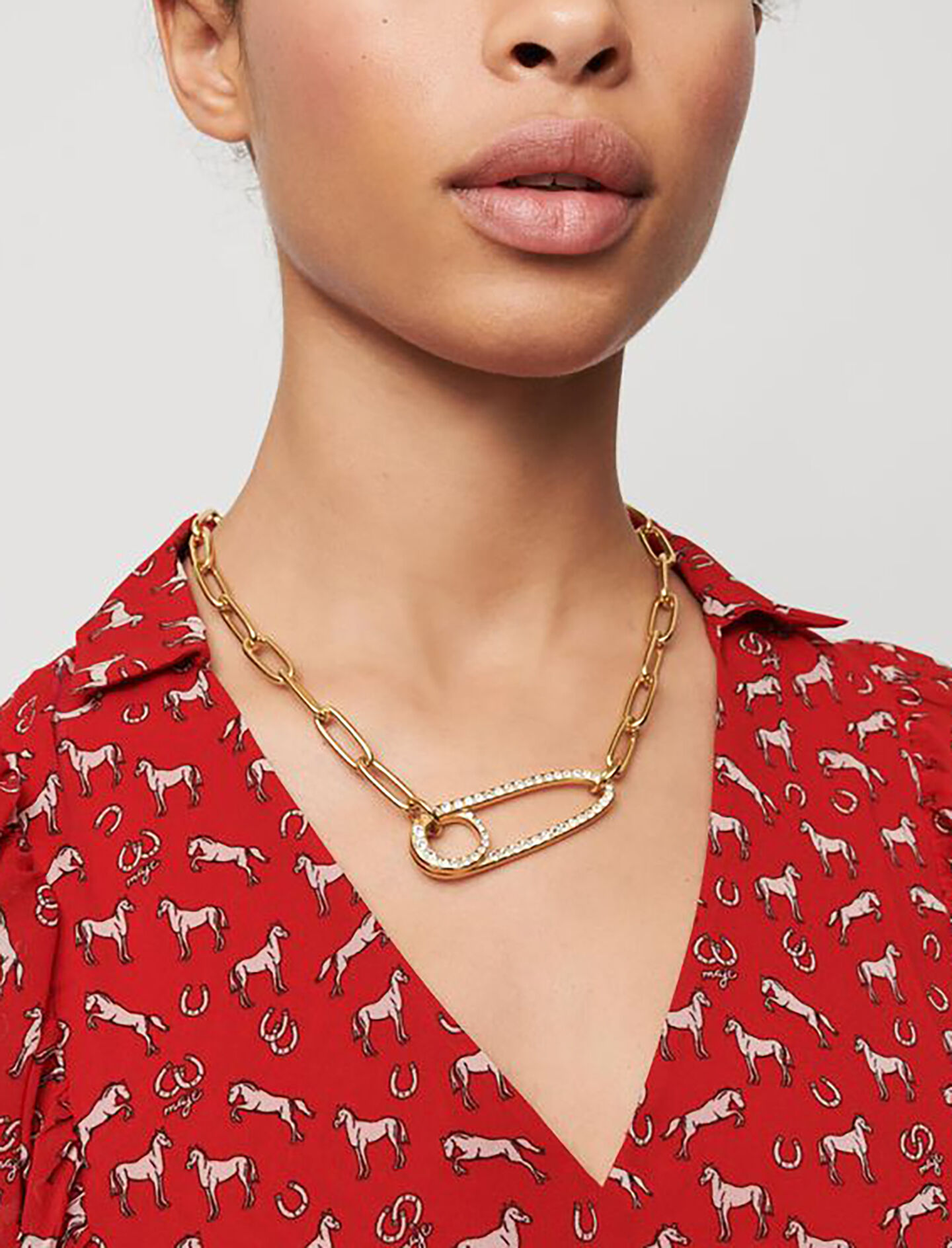 Bedrukte mousseline jurk - Chevaux Rouge