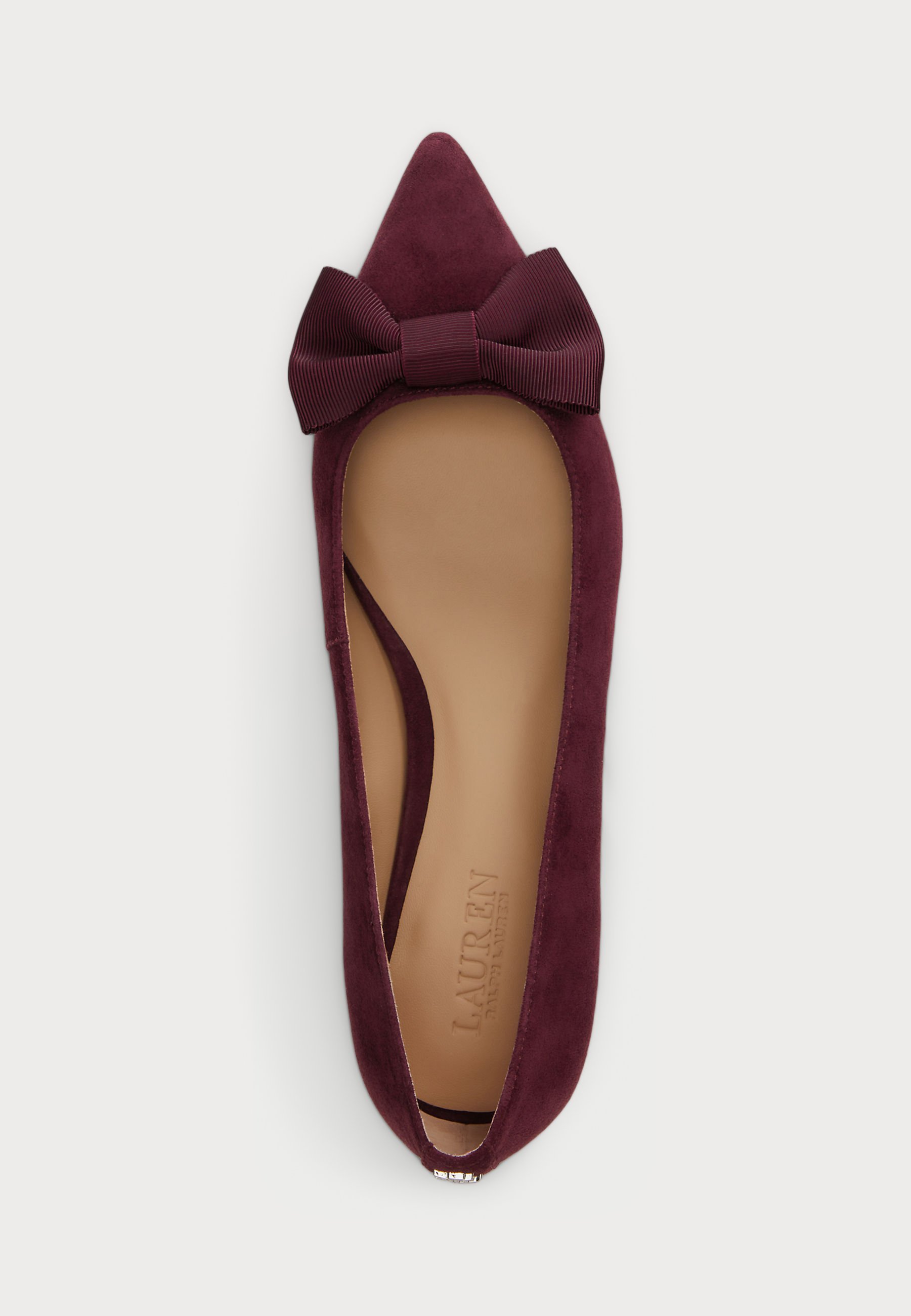 Lauren Ralph Lauren LONDYN BOW TRIM SUEDE BALLET FLAT - Balerínky - dark garnet