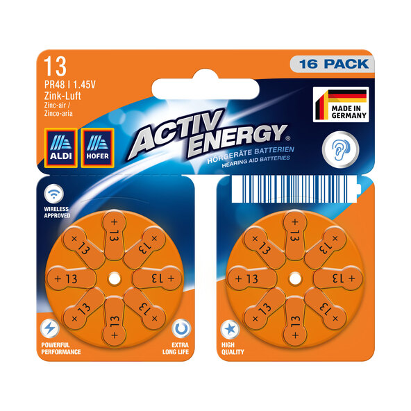 Hearing aid battery postal box, 64 pieces, size 13