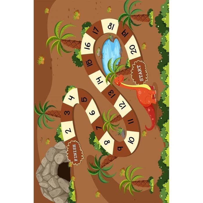 Alfombra infantil para dormitorio de 80x150 cm, poliéster, diseño de juego de bosque.